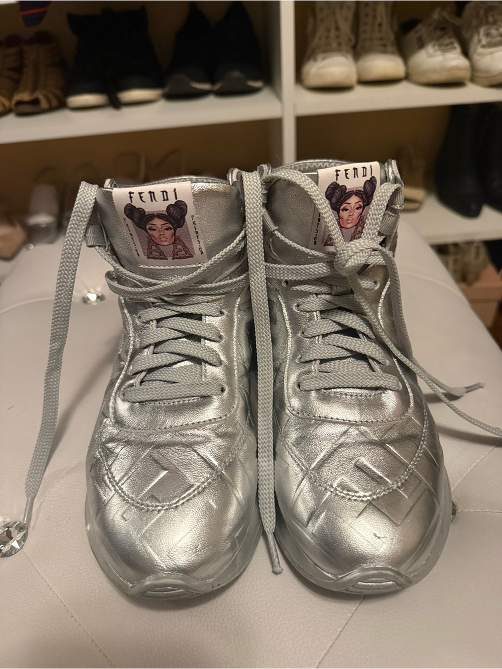Fendi x Nicki Minaj Rare Metallic Calfskin High-Tops, 37